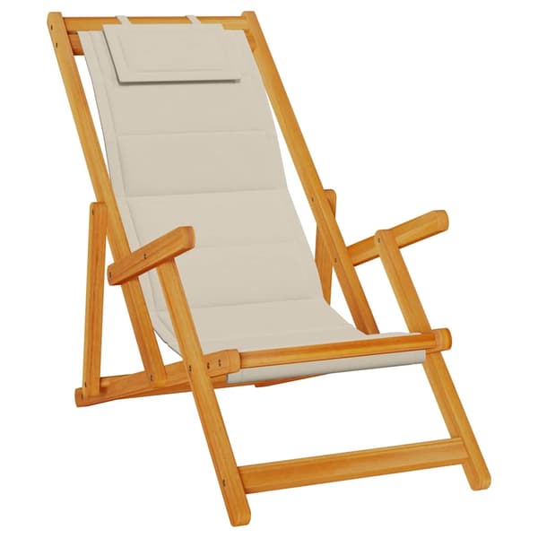 Strandstol 2 st Brun Massivt Akaciaträ