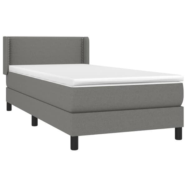 Ramsäng med madrass mörkgrå 100x200 cm tyg