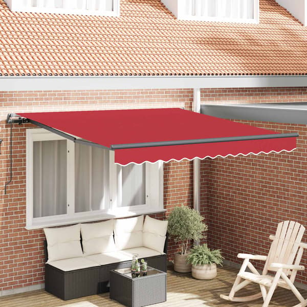 Utdragbar markis Röd 300 x 250 cm Polyester och aluminium