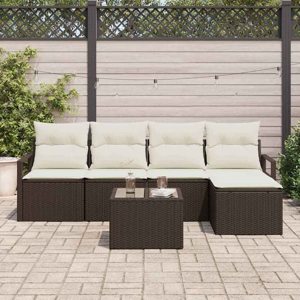 Soffset med kudde 6 pcs Brun konstrotting