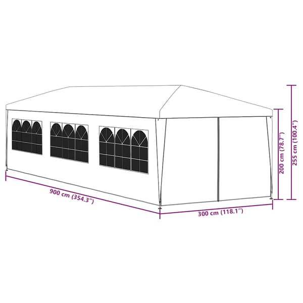 Partytält 3x9 m vit