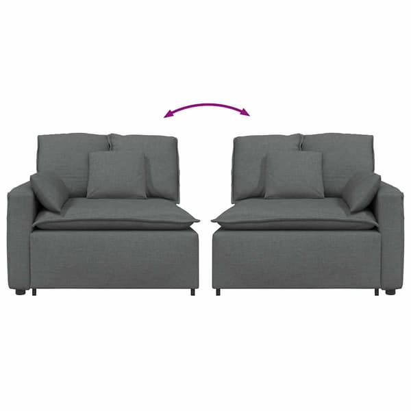 Modulär soffa armstödsändmodul med dynor mörkgrå 100 cm