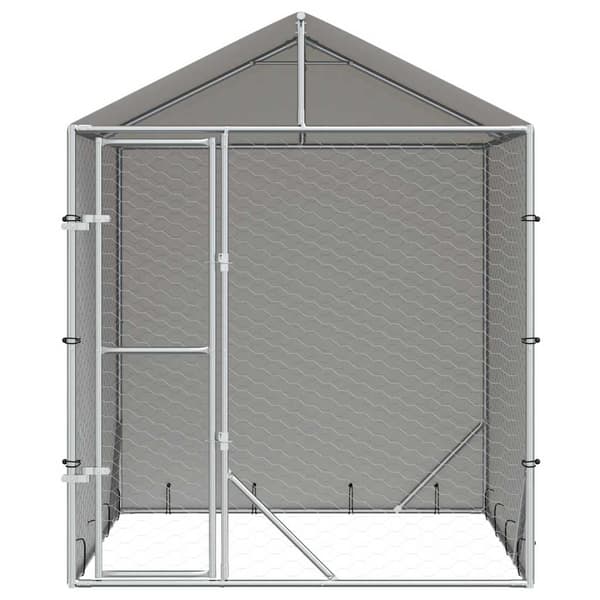 Hundgård med tak silver 2x2x2,5 m galvaniserat stål