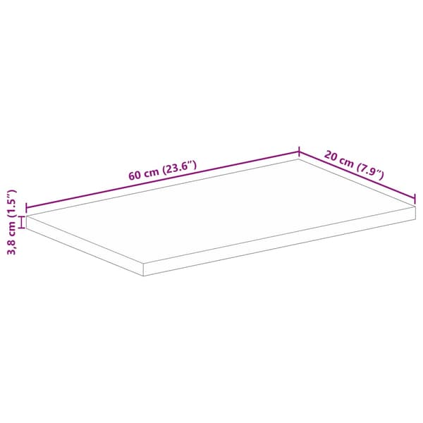 Bordsskiva 60x20x3,8 cm rektangulär massivt mango-trä