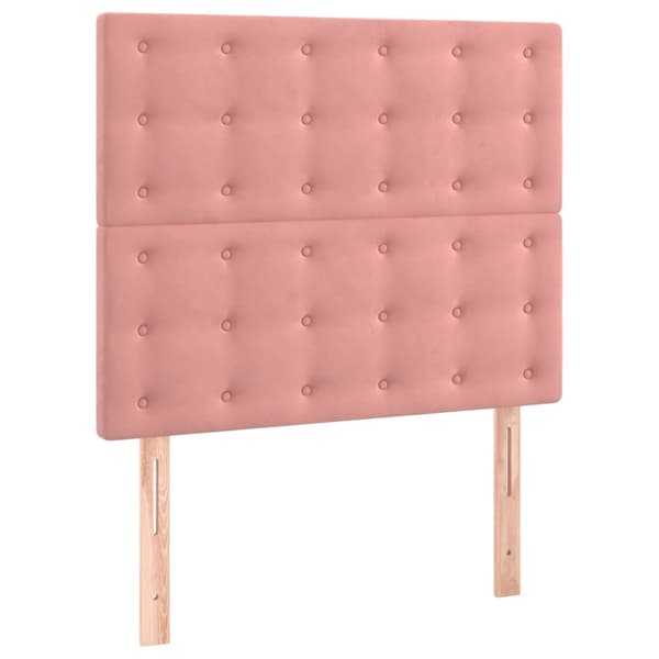 Ramsäng med madrass rosa & LED 90x200 cm sammet