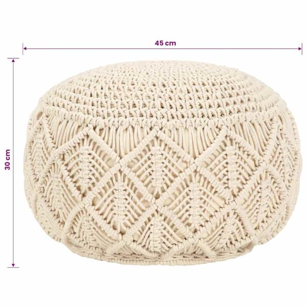 Handgjord sittpuff makramé 45x30 cm bomull