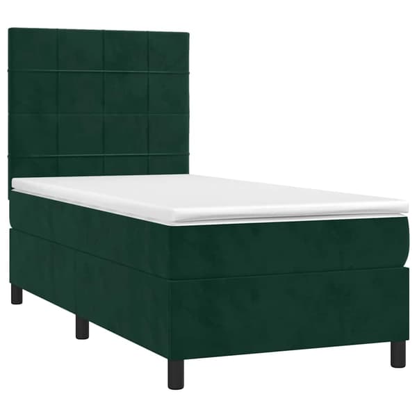 Ramsäng med madrass mörkgrön 90x190 cm sammet