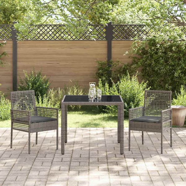 Trädgårdsmöbelset 3 pcs Grå konstrotting