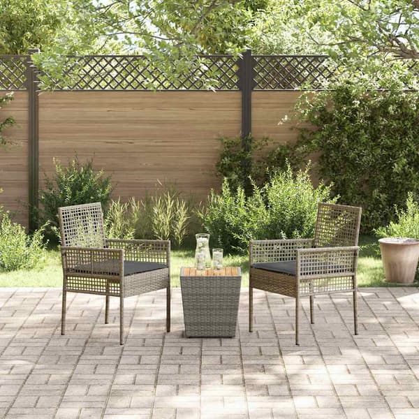 Trädgårds Bistro Set 3 pcs Grå konstrotting