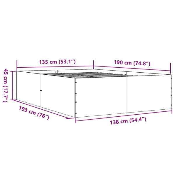 Sängram vit 135x190 cm konstruerat trä