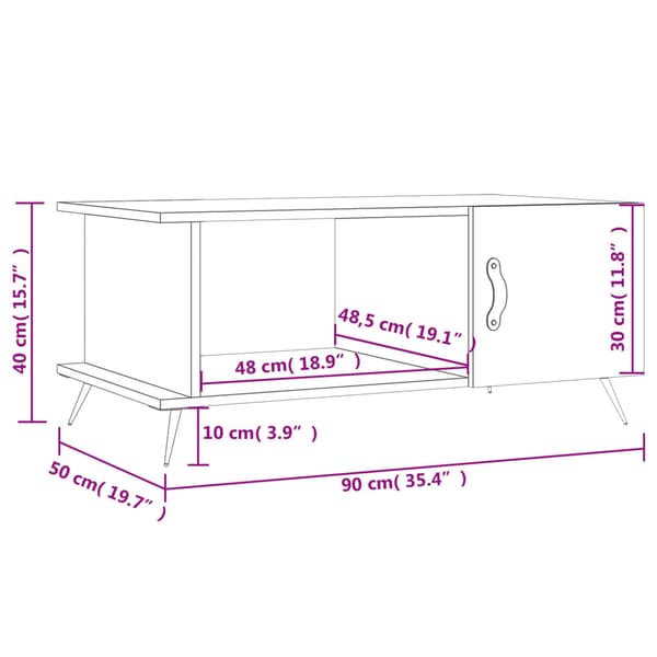 Soffbord vit 90x50x40 cm konstruerat trä