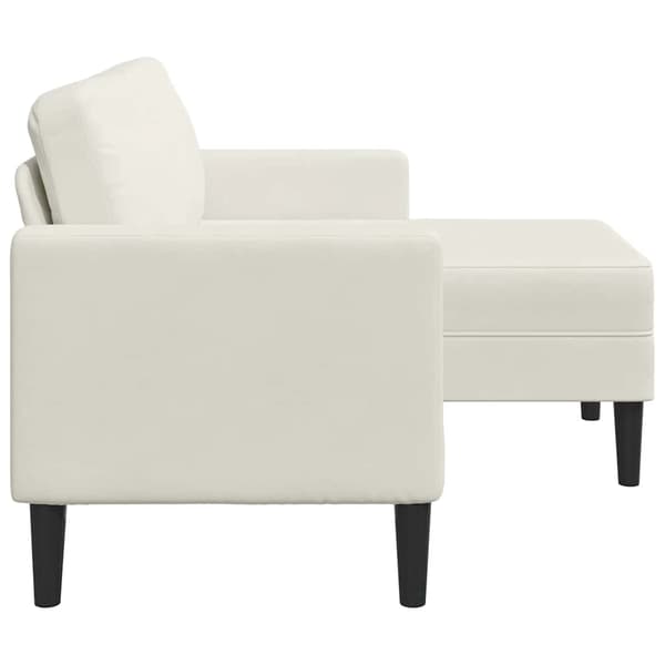 2-sitssoffa med schäslong L-formad gräddvit 125 cm sammet