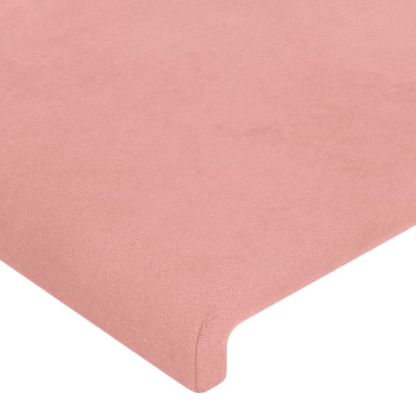 Sänggavel LED rosa 147x16x118/128 cm sammet