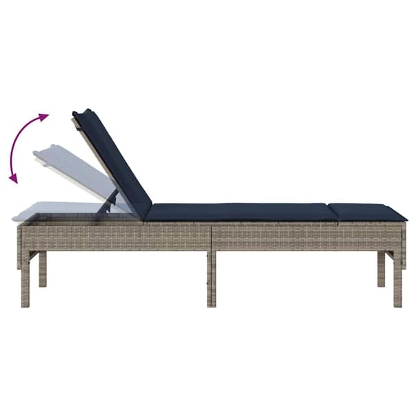 Solstol med dyna grå 55x200x44cm konstrotting