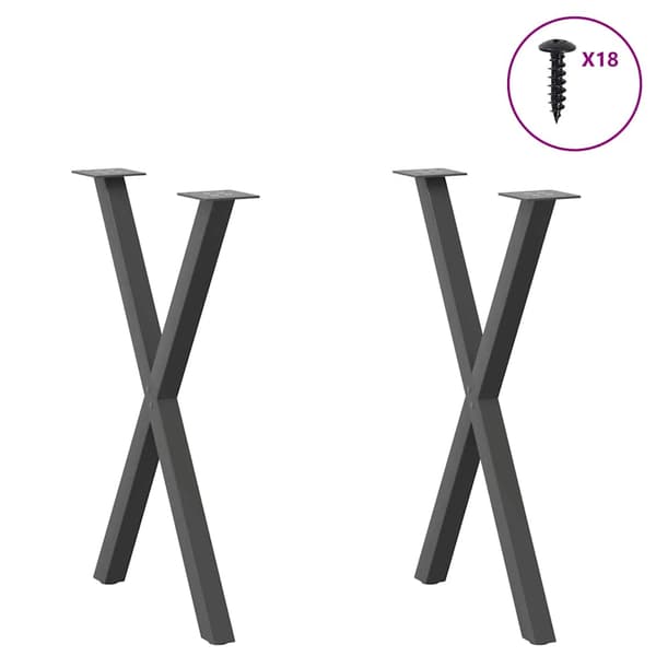 Matbordsben X-formade 2 st antracit 57x(72-73) cm stål
