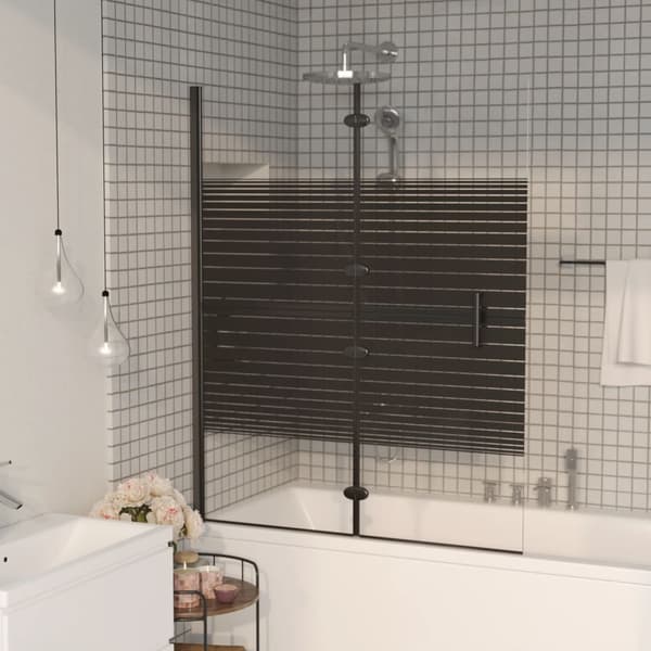 Duschvägg fällbar ESG 120x140 cm svart