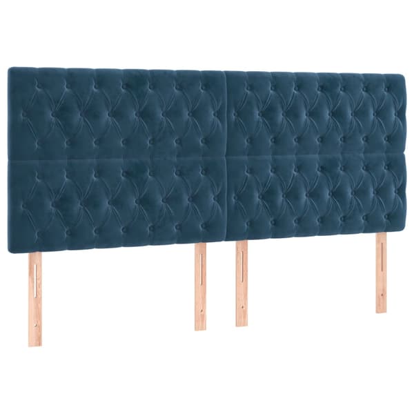 Ramsäng med madrass mörkblå 200x200 cm sammet