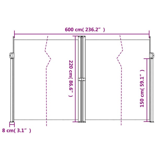 Infällbar sidomarkis 220x600 cm röd