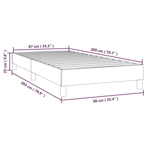 Boxspring-sängram mörkgrå 90x200 cm tyg