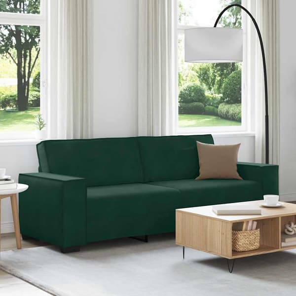 3-sitssoffa mörkgrön 220x78x84 cm sammet