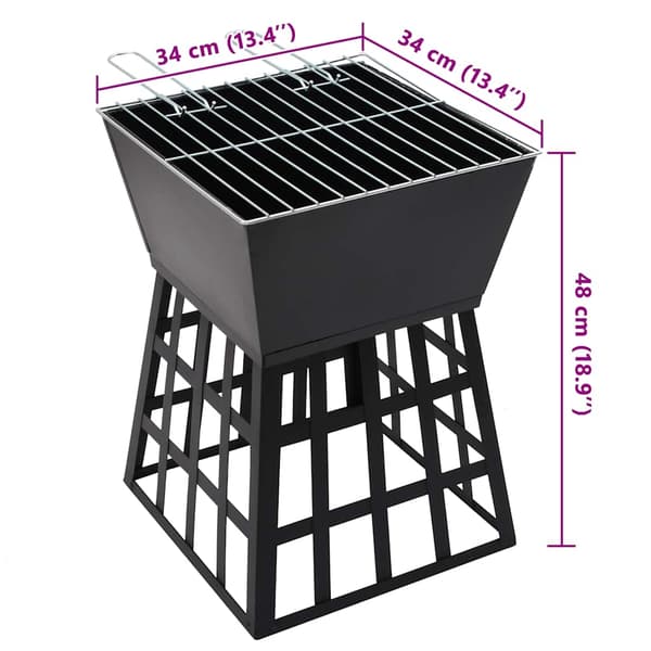 2-i-1 Eldstad och grill 34x34x48 cm stål