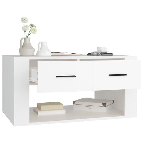 Soffbord vit 80x50x40 cm konstruerat trä