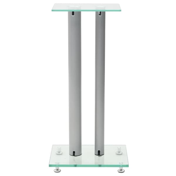 Högtalarstativ 2 st härdat glas 2 pelare silver