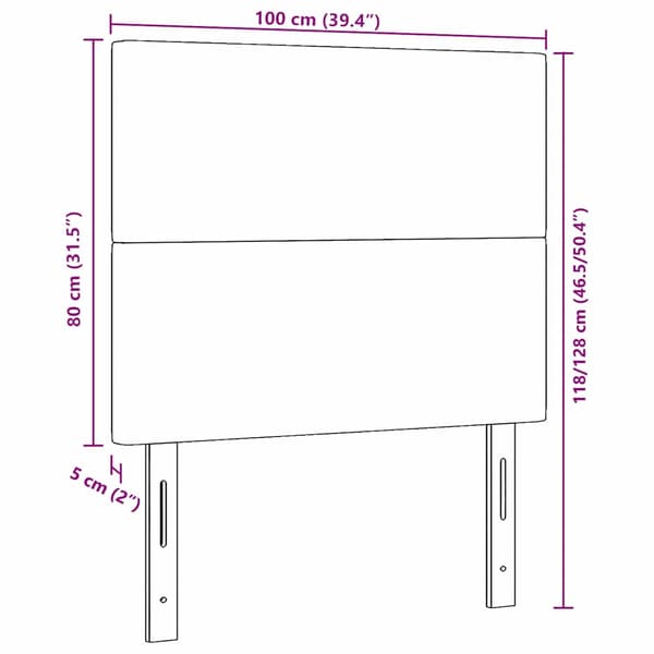 Huvudgavel Mörkgrå 100 cm Kordread tyg