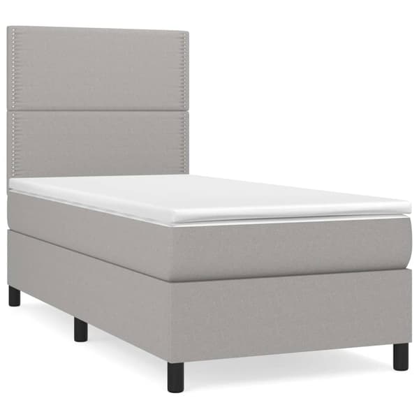 Ramsäng med madrass ljusgrå 100x200 cm tyg
