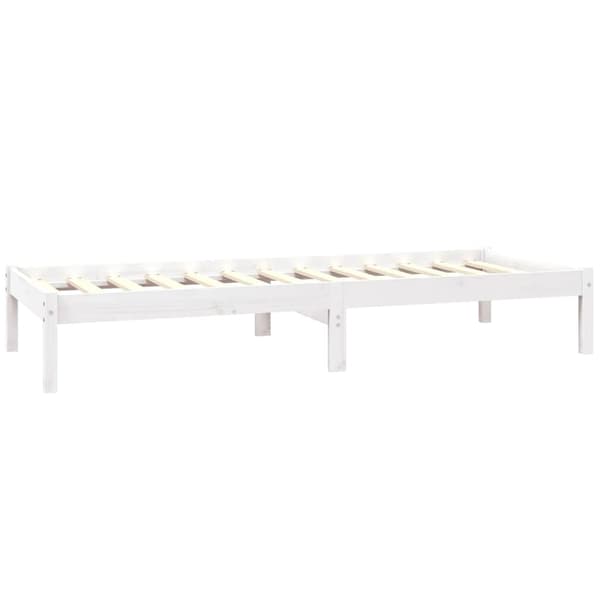Sängram vit massivt trä 75x190 cm