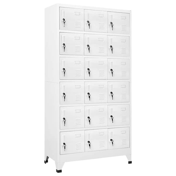 Klädskåp med 18 fack metall 90x40x180 cm