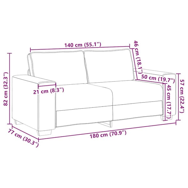 2-sitssoffa svart 180x77x82 cm tyg