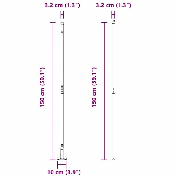 Stängselstolpe 52 pcs Grå 3,2 x 3,2 x 150 cm