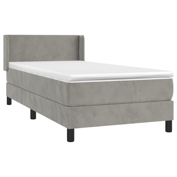 Ramsäng med madrass ljusgrå 100x200 cm sammet