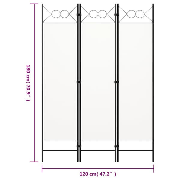 Rumsavdelare 3 paneler vit 120x180 cm