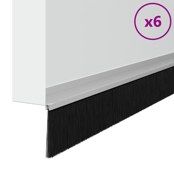 Självhäftande dörrborstlist 6 pcs Silver 100 cm