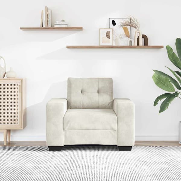 Soffstol gräddvit 100x78x80 cm sammet