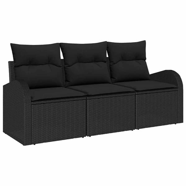 Trädgårdsoffset 3 st Svart Poly rattan