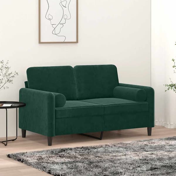 Prydnadskuddar 2 st mörkgrön Ø15x50 cm sammet