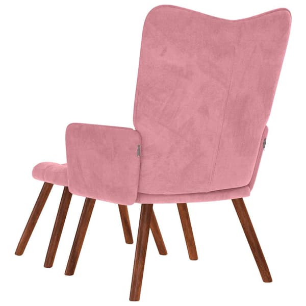 Vilstol med fotpall rosa sammet