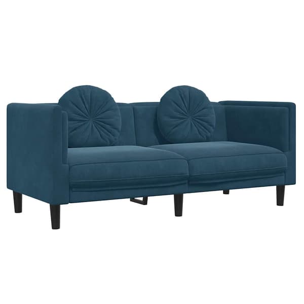 Soffa med kuddar 2-sits blå sammet