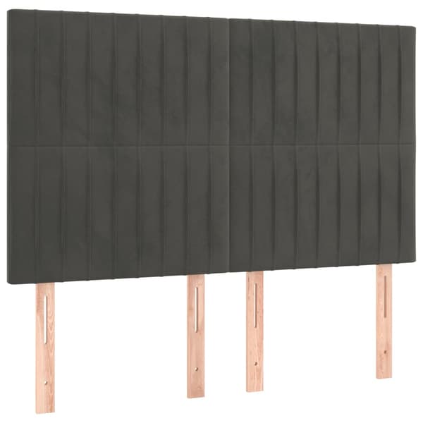 Ramsäng med madrass mörkgrå 140x190 cm sammet