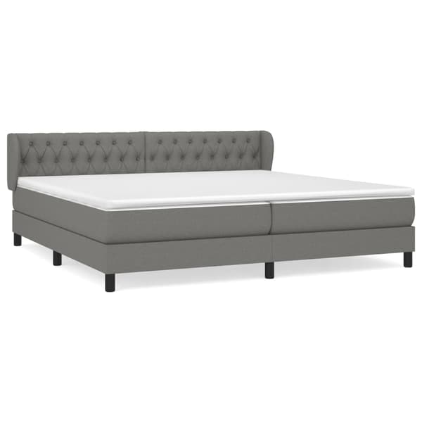 Ramsäng med madrass mörkgrå 200x200 cm tyg