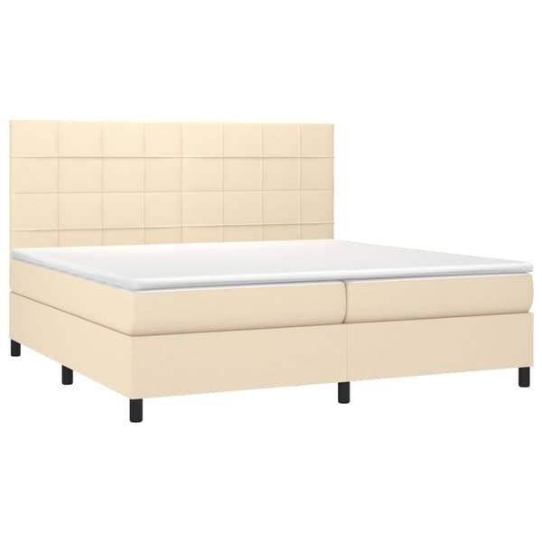 Ramsäng med madrass gräddvit 200x200 cm tyg