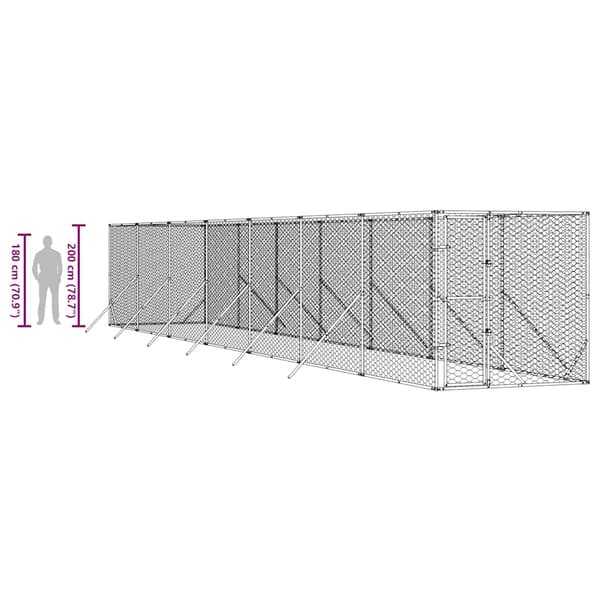 Hundgård för utomhusbruk silver 2x14x2 m galvaniserat stål