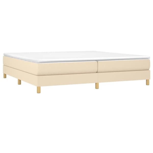 Boxspring-sängram gräddvit 200x200 cm tyg