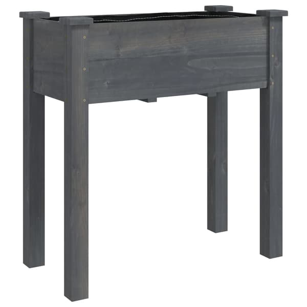 Odlingslåda med foder grå 71x37x76 cm massivt granträ