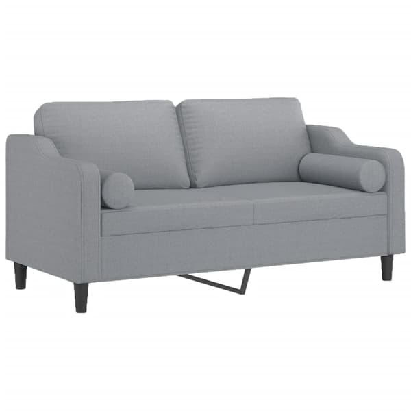 2-sits soffa med prydnadskuddar ljusgrå 140 cm tyg