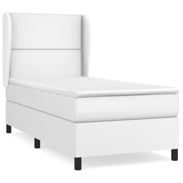 Ramsäng med madrass vit 100x200 cm konstläder