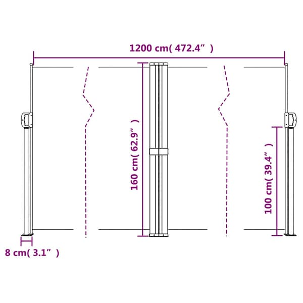 Infällbar sidomarkis terrakotta 160x1200 cm